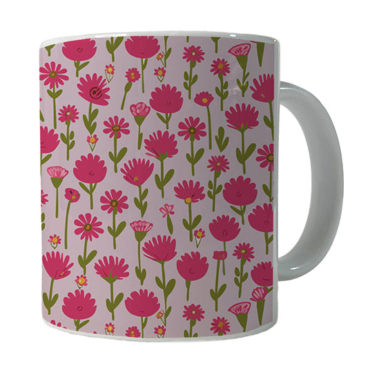 Flowers Pink Cute Pattern Ceramic Tea Coffee Mug Cup - 11oz