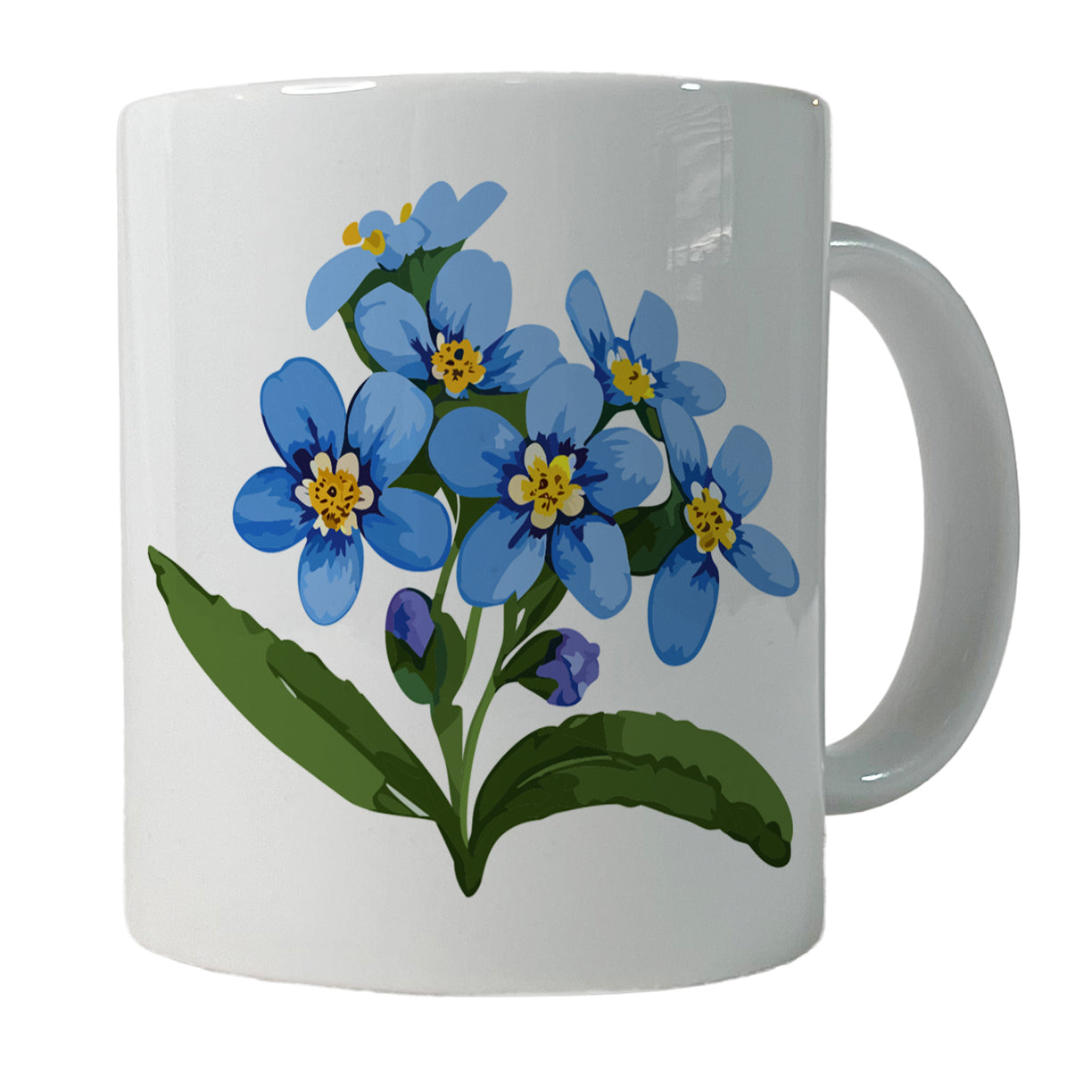 Forget Me Not Flowers Blue Watercolor Ceramic Tea Coffee Mug Cup - 11oz