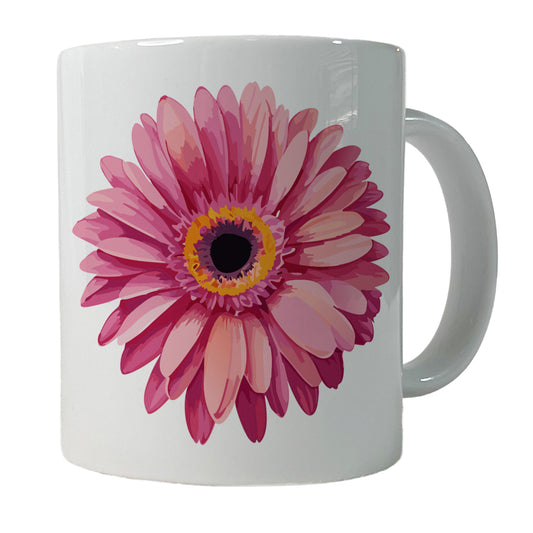 Gerbera Daisy Flower Pink Ceramic Tea Coffee Mug Cup - 11oz
