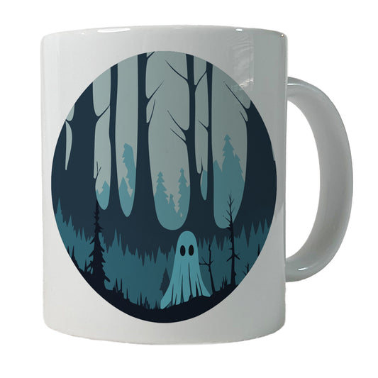 Ghost in Forest Woodland Cute Spooky Ceramic Tea Coffee Mug Cup - 11oz
