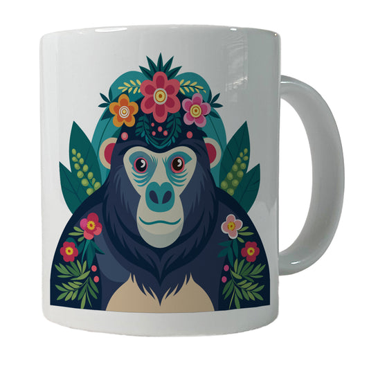 Gorilla Floral Flowers Ceramic Tea Coffee Mug Cup - 11oz