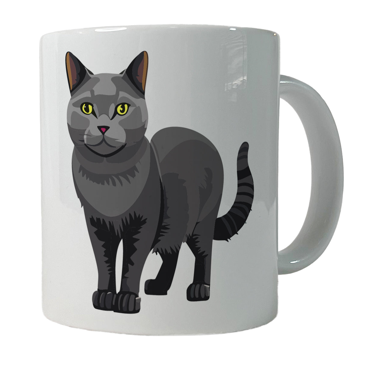 Gray Cat Standing Ceramic Tea Coffee Mug Cup - 11oz