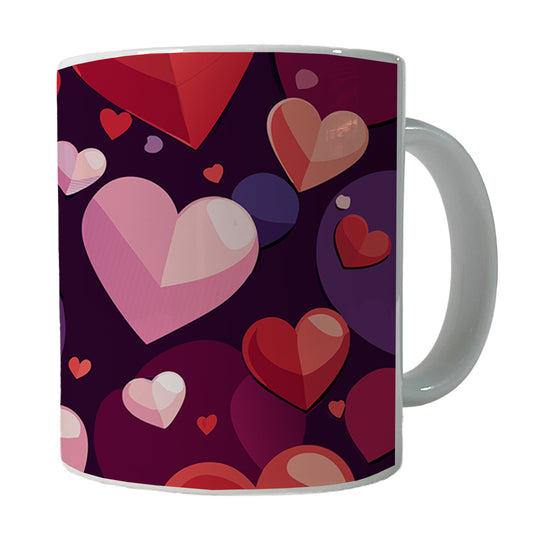 Hearts Scattered Love Valentines Anniversary Wedding Ceramic Tea Coffee Mug Cup - 11oz