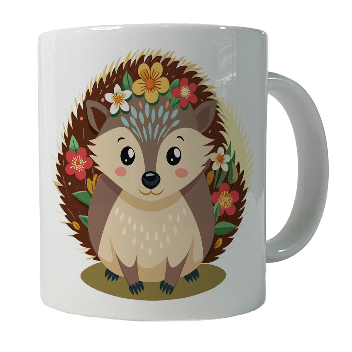 Hedgehog Floral Flowers Ceramic Tea Coffee Mug Cup - 11oz