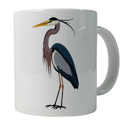 Heron Egret Bird Ceramic Tea Coffee Mug Cup - 11oz