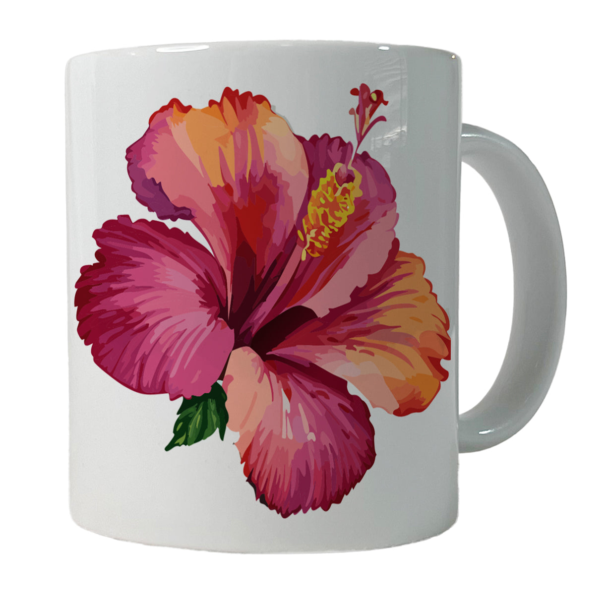 Hibiscus Flower Tropical Watercolor Ceramic Tea Coffee Mug Cup - 11oz