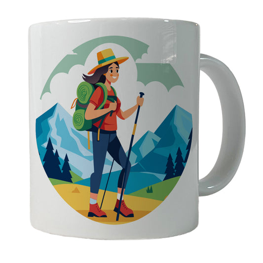 Hiker Hiking Backpacking Woman Ceramic Tea Coffee Mug Cup - 11oz