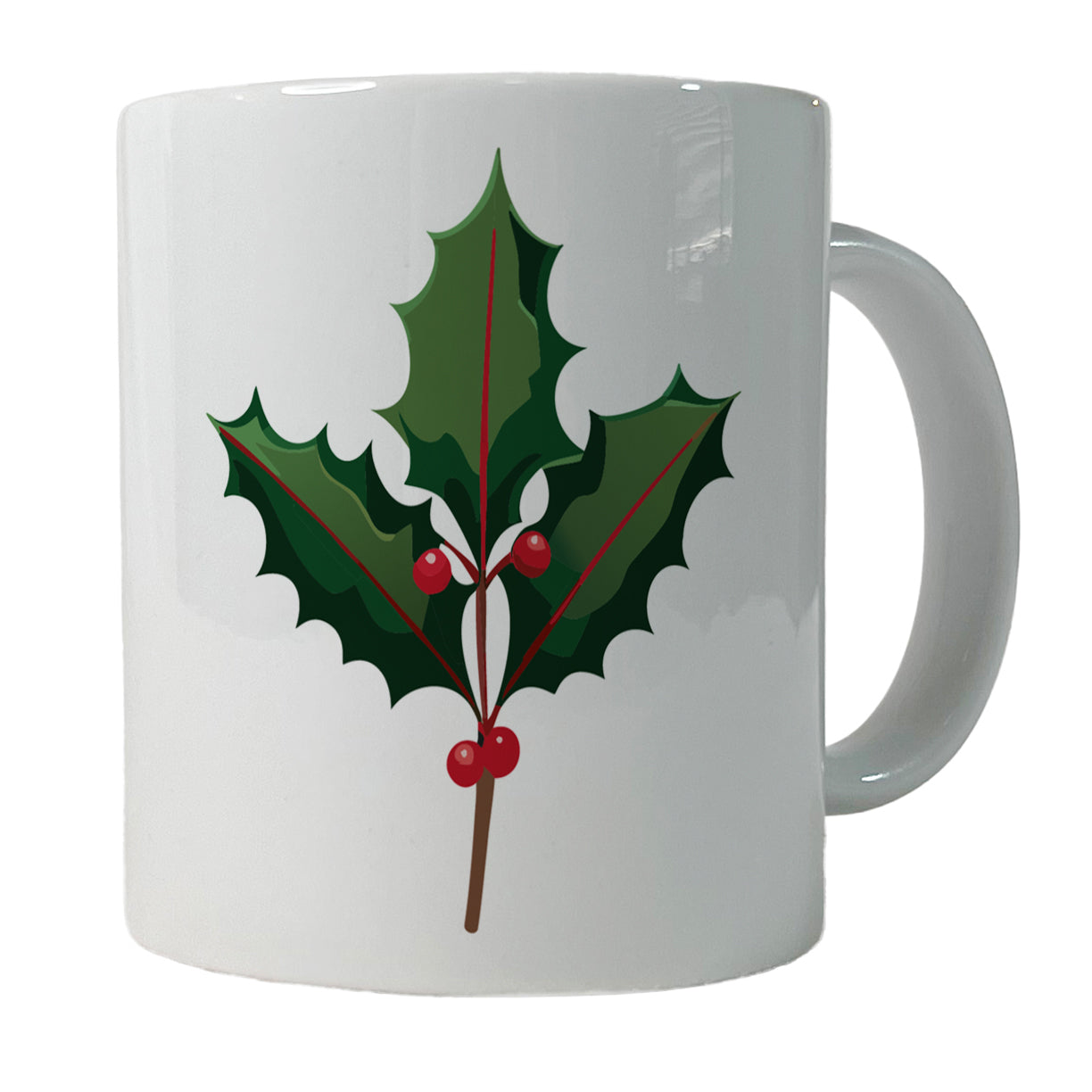 Holly Christmas Greenery Ceramic Tea Coffee Mug Cup - 11oz