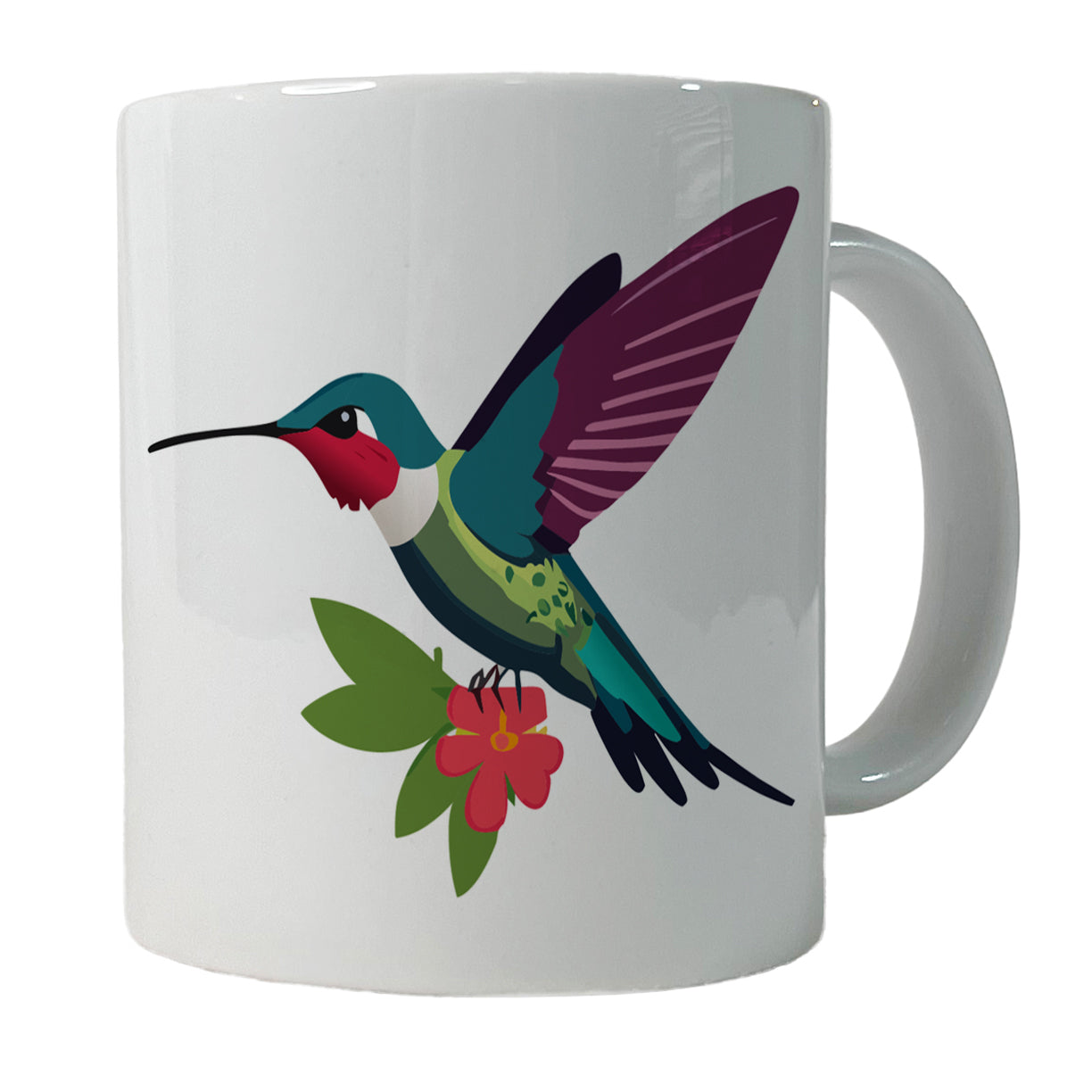 Hummingbird Colorful with Flowers Ceramic Tea Coffee Mug Cup - 11oz