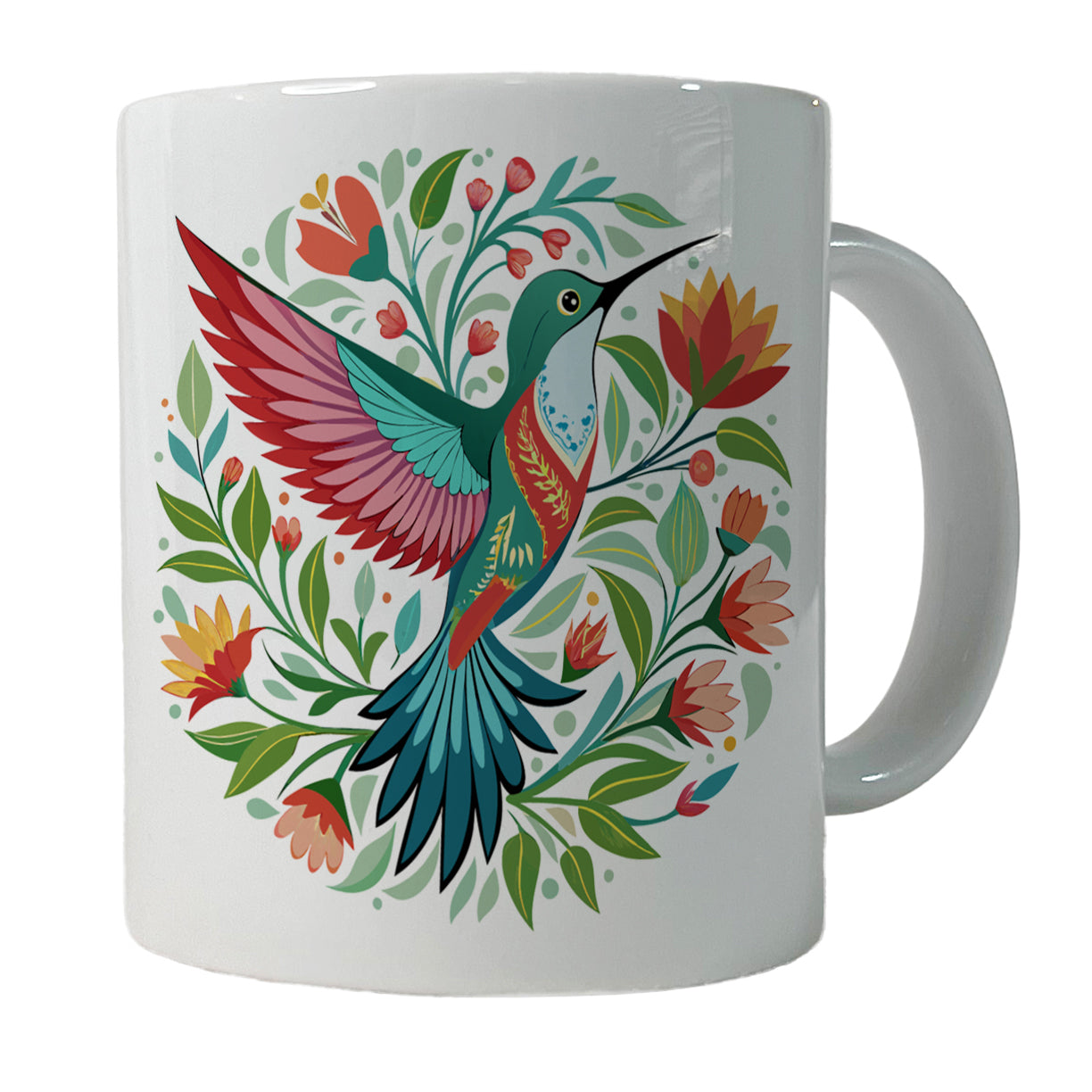 Hummingbird Floral Flowers Ceramic Tea Coffee Mug Cup - 11oz