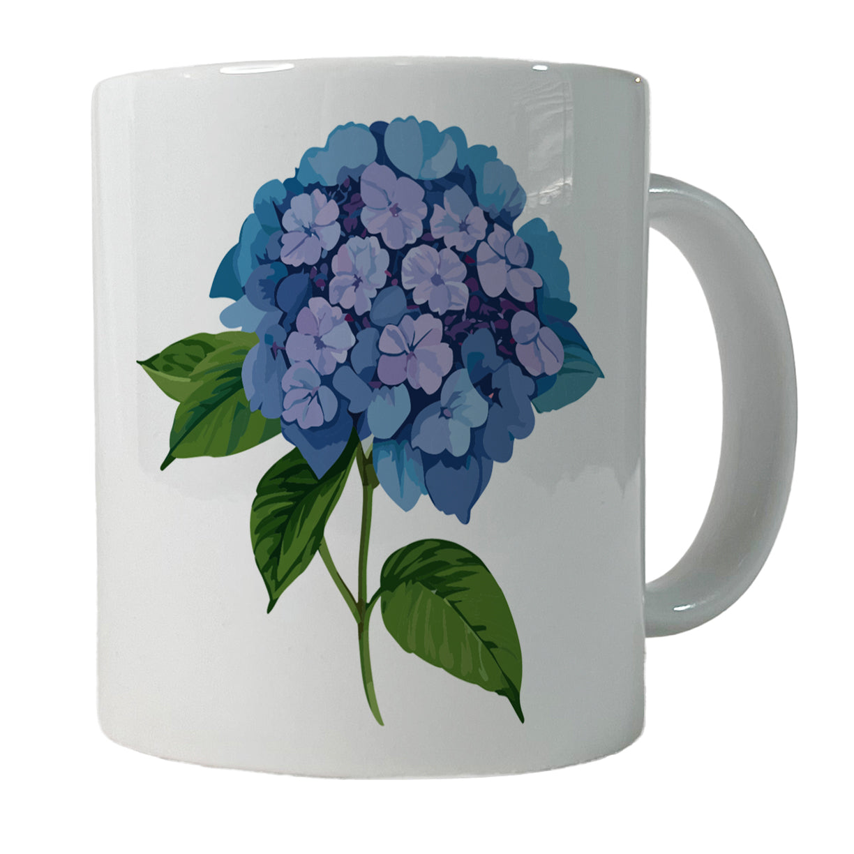 Hydrangea Flower Blue Ceramic Tea Coffee Mug Cup - 11oz