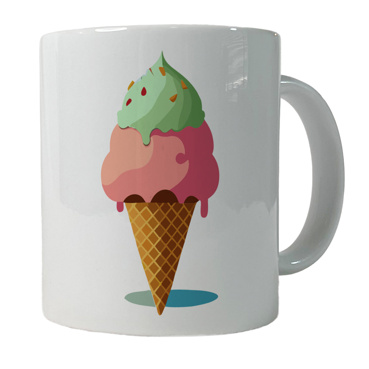 Ice Cream Cone Two Scoops Ceramic Tea Coffee Mug Cup - 11oz