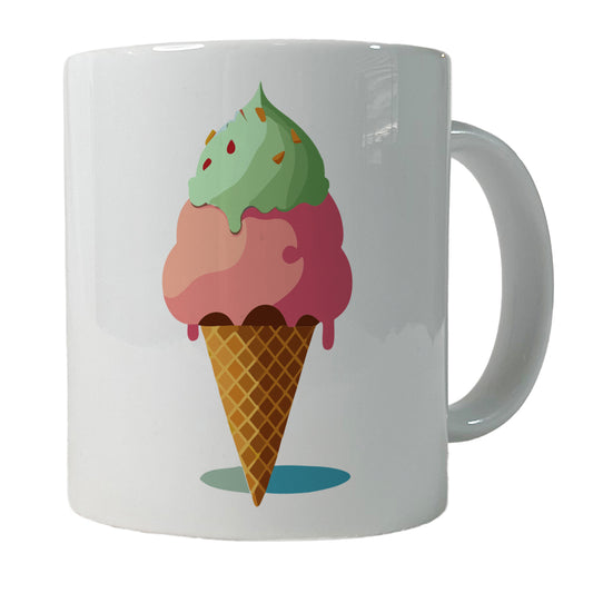 Ice Cream Cone Two Scoops Ceramic Tea Coffee Mug Cup - 11oz
