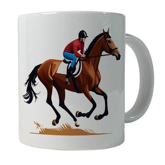 Jockey Riding Horse Racing Man Ceramic Tea Coffee Mug Cup - 11oz