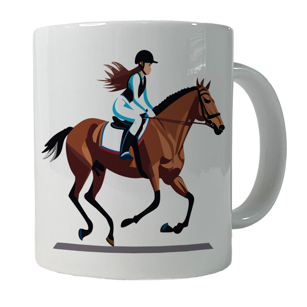 Jockey Riding Horse Racing Woman Ceramic Tea Coffee Mug Cup - 11oz