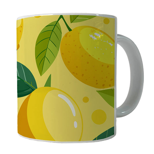 Lemons Fruit Scattered Pattern Ceramic Tea Coffee Mug Cup - 11oz