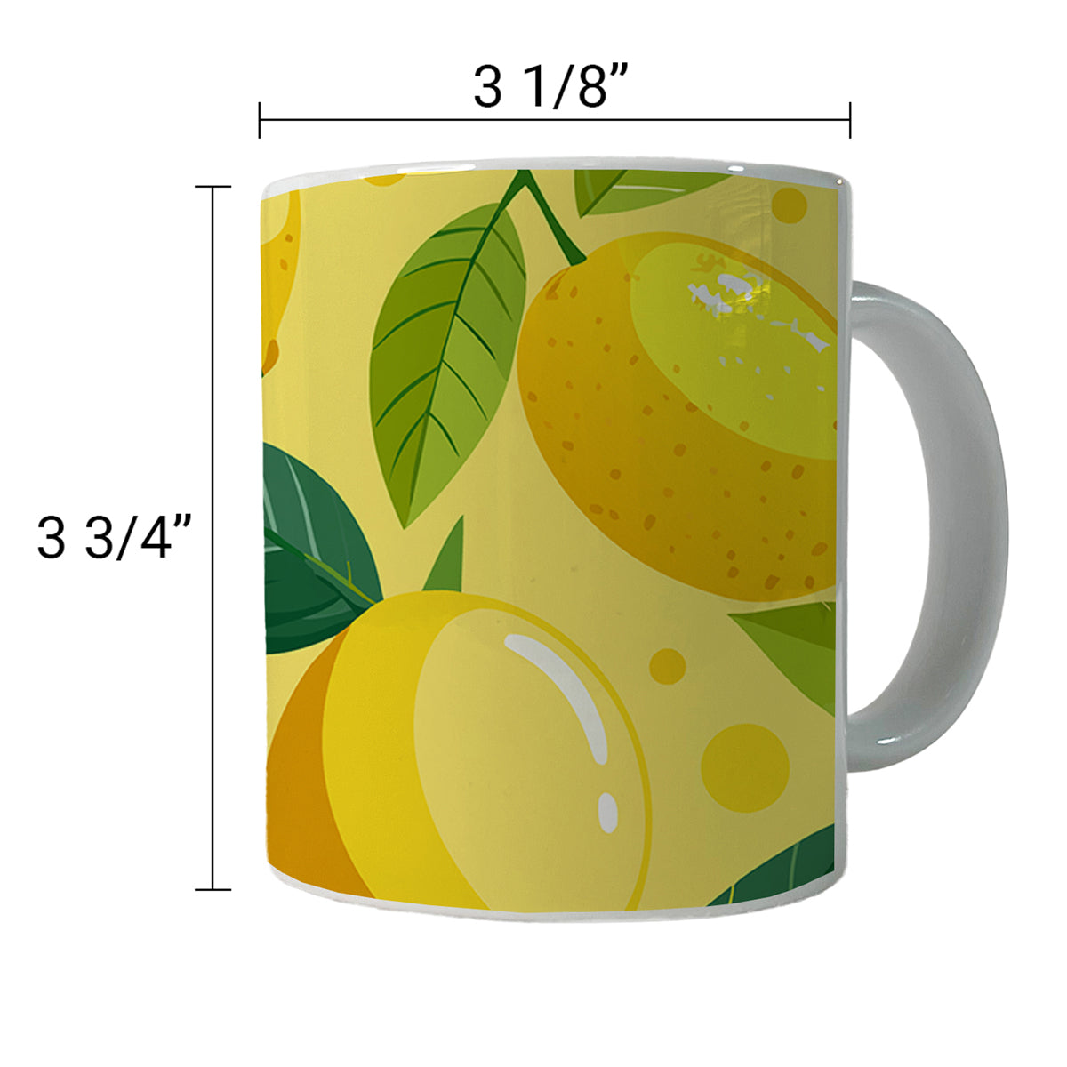 Lemons Fruit Scattered Pattern Ceramic Tea Coffee Mug Cup - 11oz