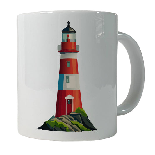 Lighthouse Light House Red White Ceramic Tea Coffee Mug Cup - 11oz