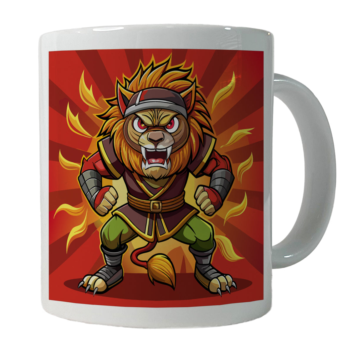 Lion Ninja Fighting Warrior Ceramic Tea Coffee Mug Cup - 11oz