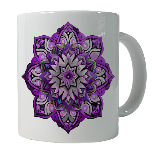 Mandala Purple Ceramic Tea Coffee Mug Cup - 11oz