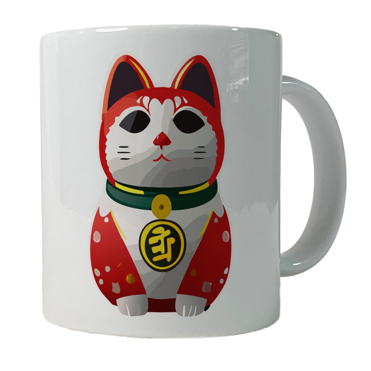 Maneki Neko Lucky Cat Ceramic Tea Coffee Mug Cup - 11oz