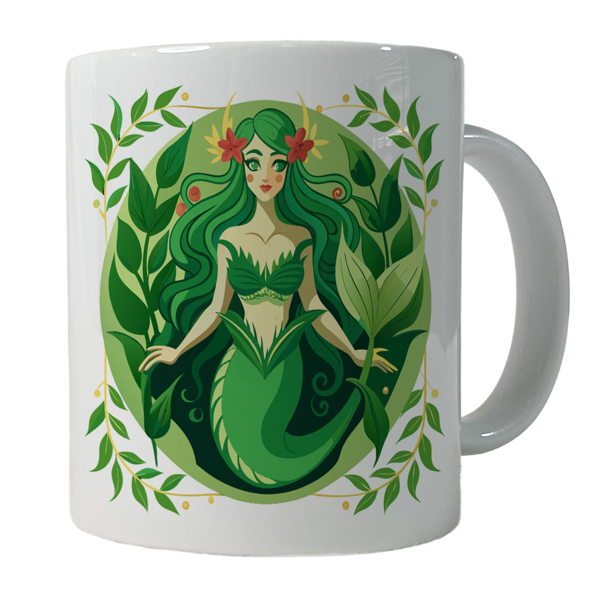 Mermaid Botanical Art Nouveau Ceramic Tea Coffee Mug Cup - 11oz