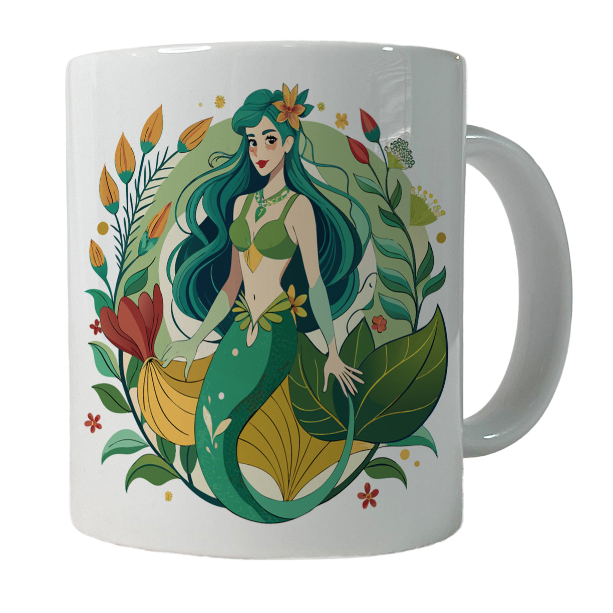 Mermaid Under Sea Botanical Art Nouveau Ceramic Tea Coffee Mug Cup - 11oz
