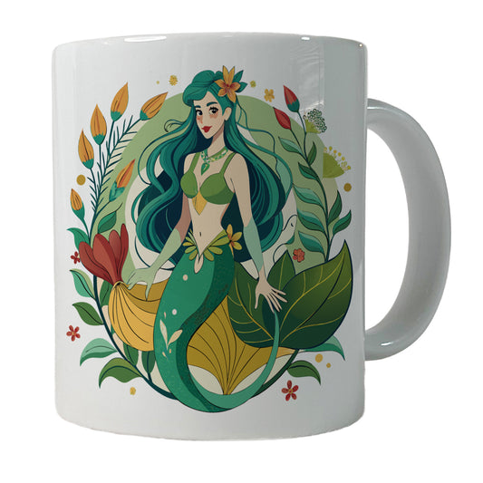 Mermaid Under Sea Botanical Art Nouveau Ceramic Tea Coffee Mug Cup - 11oz