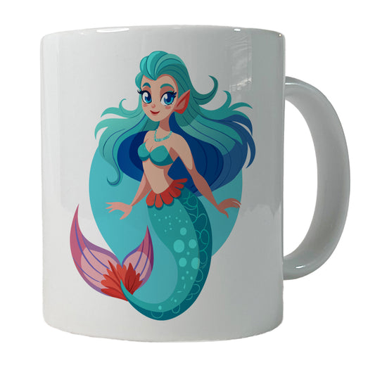Mermaid with Blue Hair Ceramic Tea Coffee Mug Cup - 11oz