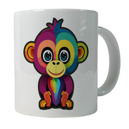 Monkey Colorful Rainbow Ceramic Tea Coffee Mug Cup - 11oz