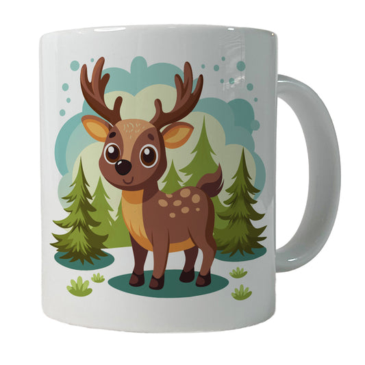 Moose Cute in Forest Ceramic Tea Coffee Mug Cup - 11oz