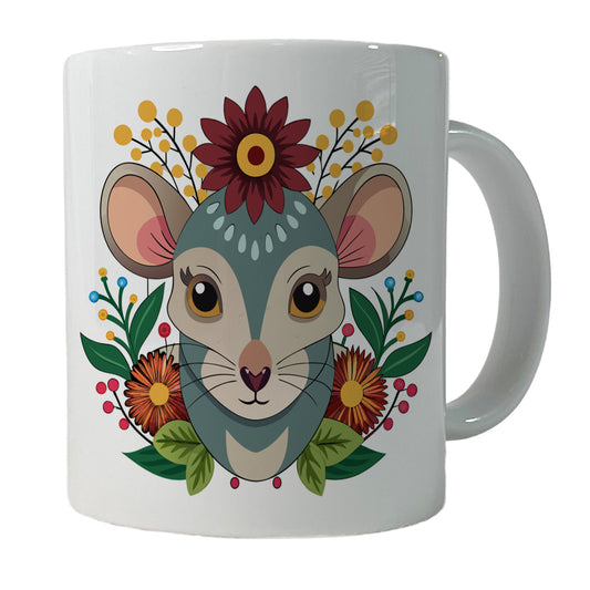 Mouse Floral Flowers Ceramic Tea Coffee Mug Cup - 11oz