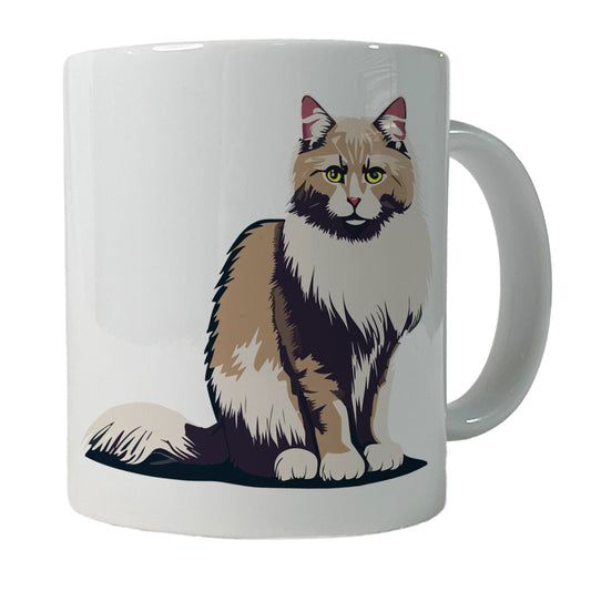 Norwegian Forest Cat Sitting Ceramic Tea Coffee Mug Cup - 11oz
