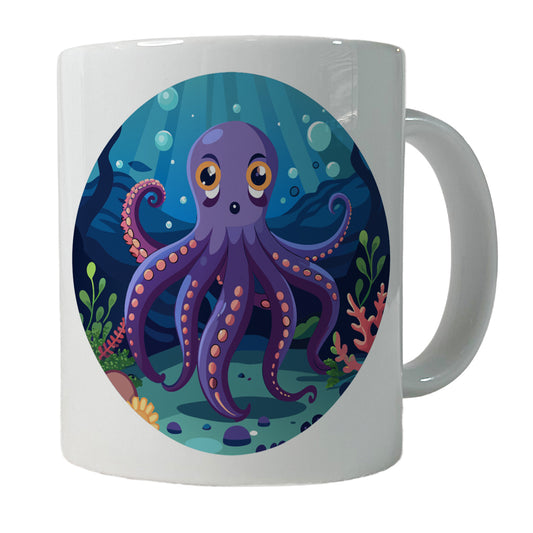 Octopus in Ocean Cute Ceramic Tea Coffee Mug Cup - 11oz