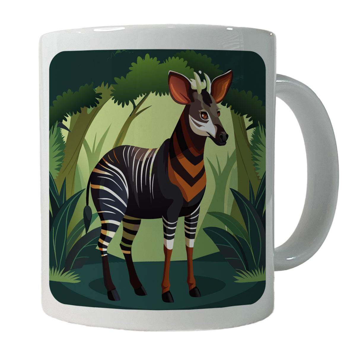 Okapi Forest Zebra Giraffe Ceramic Tea Coffee Mug Cup - 11oz