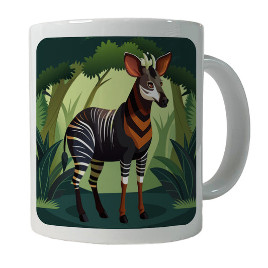Okapi Forest Zebra Giraffe Ceramic Tea Coffee Mug Cup - 11oz
