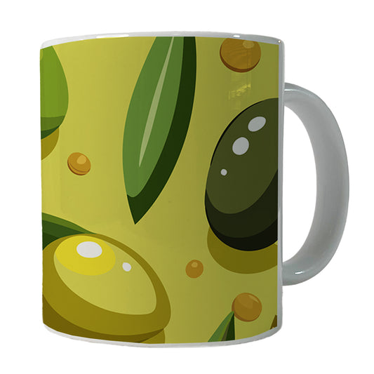 Olives Scattered Pattern Ceramic Tea Coffee Mug Cup - 11oz