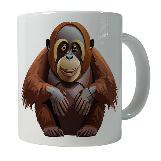 Orangutan Great Ape Sitting Ceramic Tea Coffee Mug Cup - 11oz