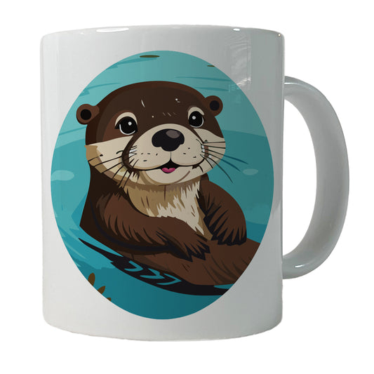 Otter Cute Swimming in Water Ceramic Tea Coffee Mug Cup - 11oz