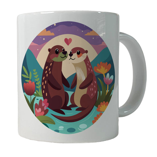 Otters in Love Anniversary Wedding Valentines Day Ceramic Tea Coffee Mug Cup - 11oz