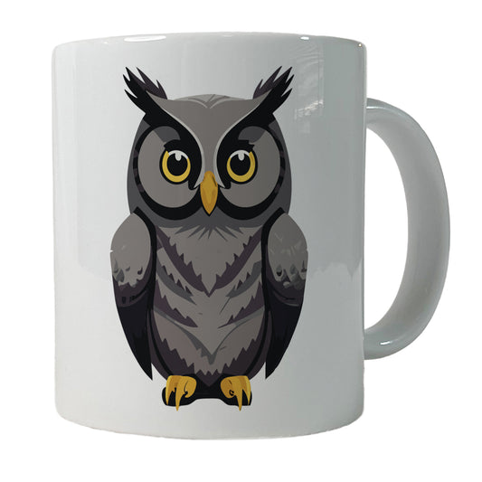 Owl Gray Staring Ceramic Tea Coffee Mug Cup - 11oz