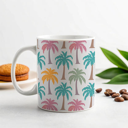 Palm Trees Tropical Pastel Pattern Ceramic Tea Coffee Mug Cup - 11oz