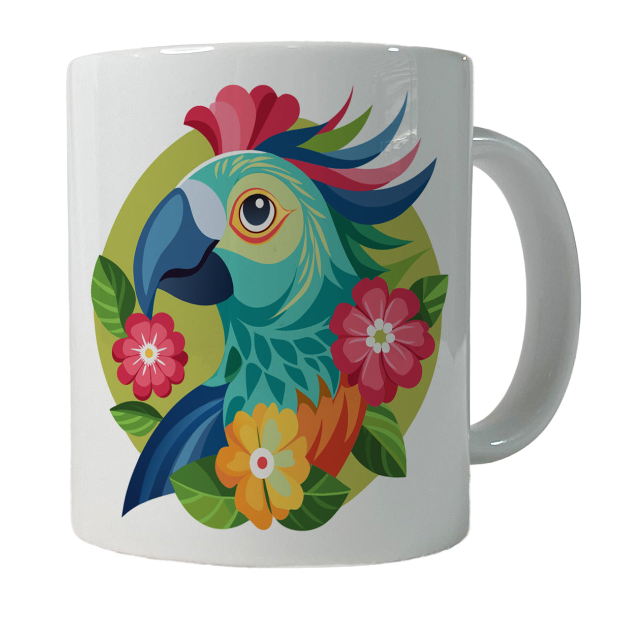 Parrot Bird Floral Flowers Ceramic Tea Coffee Mug Cup - 11oz