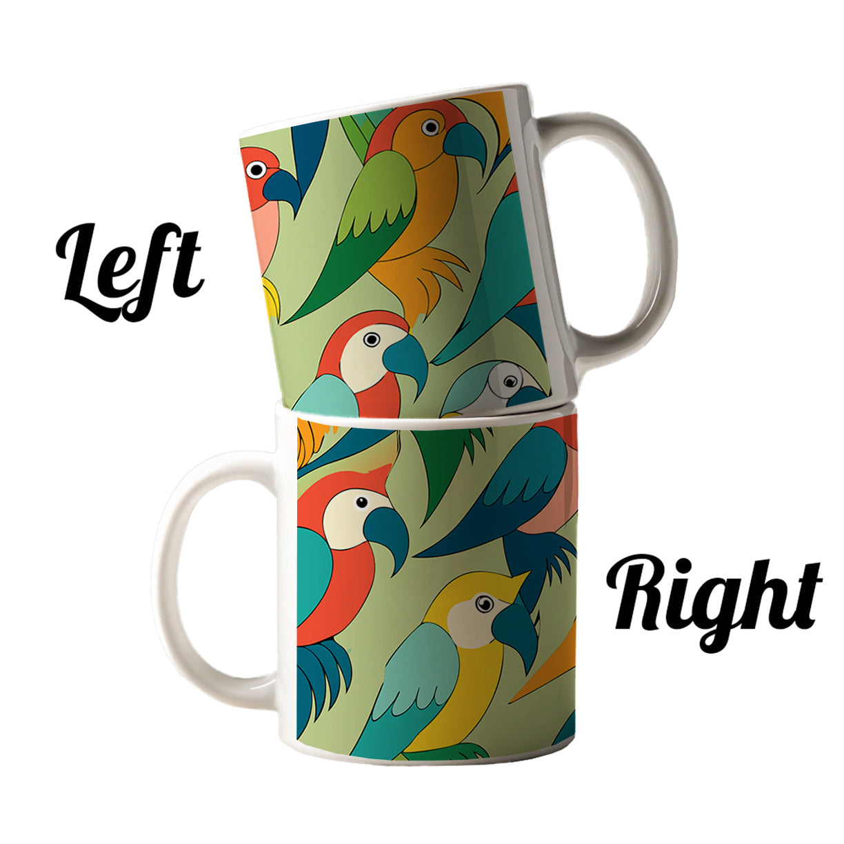 Parrots Pattern Ceramic Tea Coffee Mug Cup - 11oz