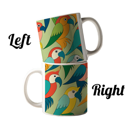 Parrots Pattern Ceramic Tea Coffee Mug Cup - 11oz