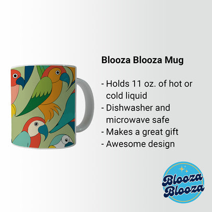 Parrots Pattern Ceramic Tea Coffee Mug Cup - 11oz