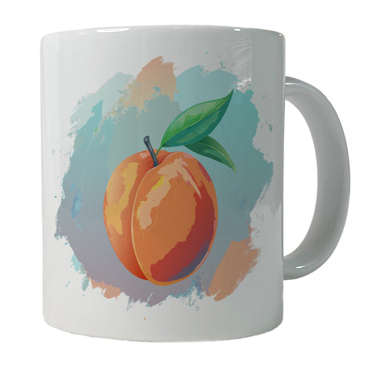 Peach Fruit Watercolor Ceramic Tea Coffee Mug Cup - 11oz