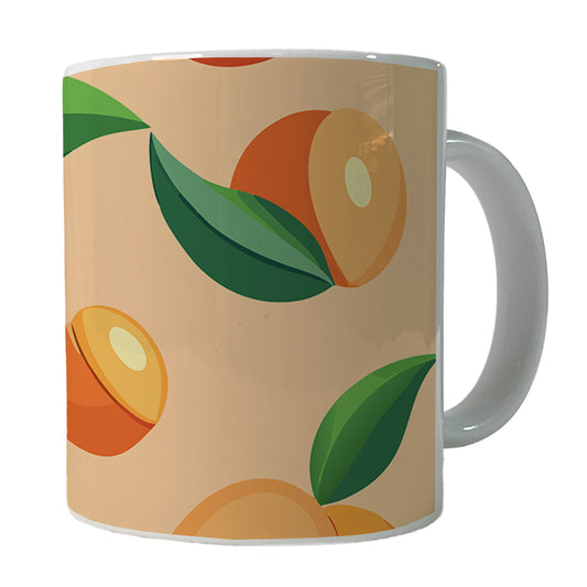 Peaches Scattered Background Pattern Ceramic Tea Coffee Mug Cup - 11oz