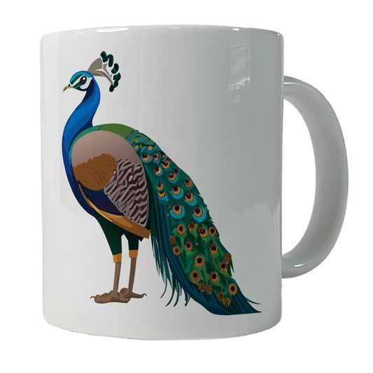 Peacock Indian Peafowl Profile Ceramic Tea Coffee Mug Cup - 11oz