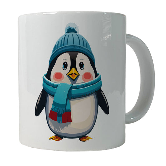 Penguin Winter Wearing Hat Scarf Cute Ceramic Tea Coffee Mug Cup - 11oz
